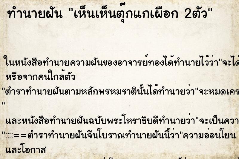ทำนายฝันเห็นเห็นตุ๊กแกเผือก2ตัว ทำนายฝันทำนายฝันเห็นเห็นตุ๊กแกเผือก2ตัว